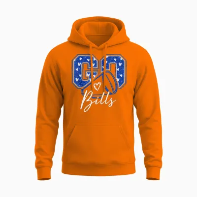 Go Cheer Bills Design Shirt for Man Women Girls Unisex Hoodie - Safety Orange