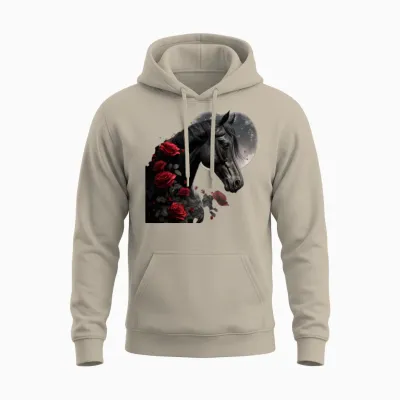 Black Horse Unisex Hoodie - Sand