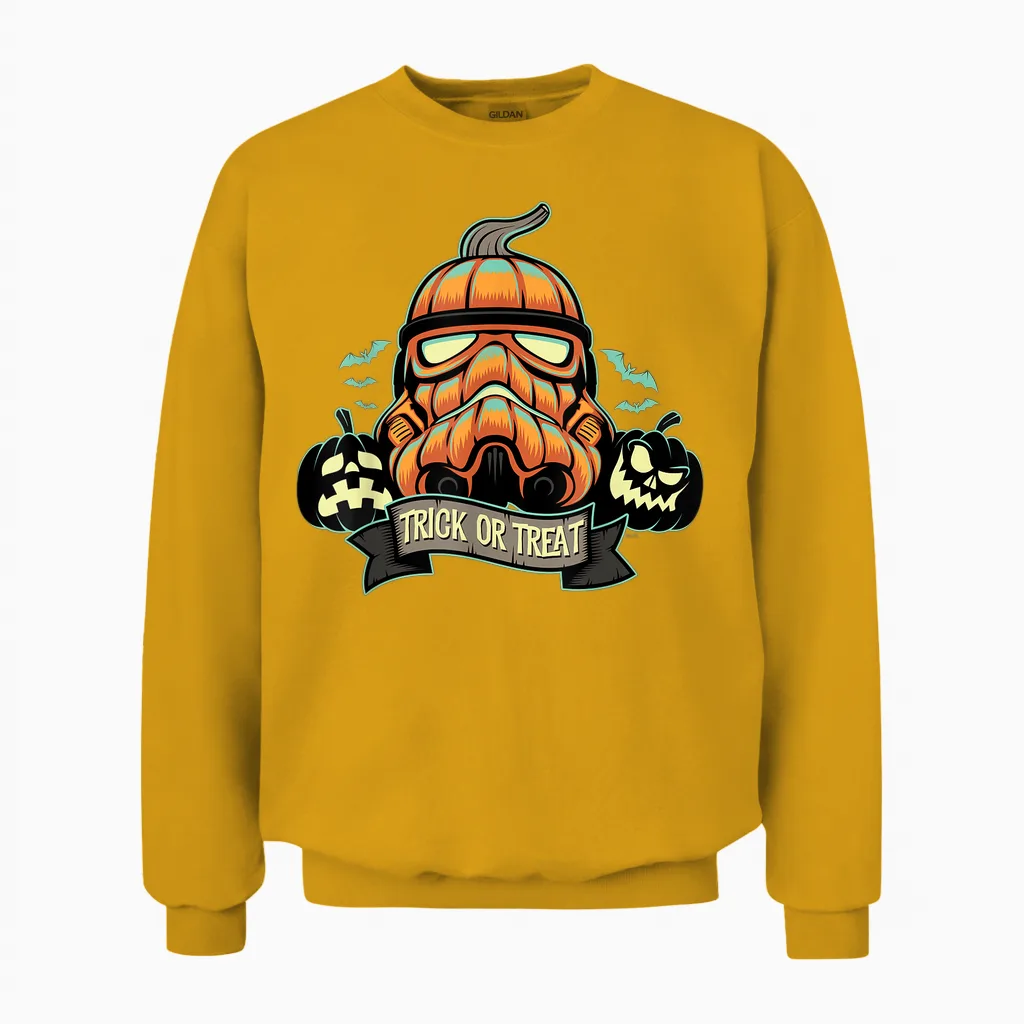 Star Wars Halloween Stormtrooper Jack-Oβ-Lantern Pumpkin Unisex Sweatshirt in Gold