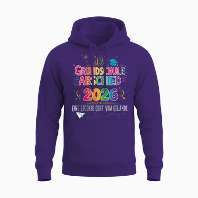 Abschluss Grundschule Geschafft 2026 Abschied Unisex Hoodie - Purple