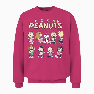 Peanuts Snoopy and Friends Dancing,short Sleeve Unisex Sweatshirt - Heliconia