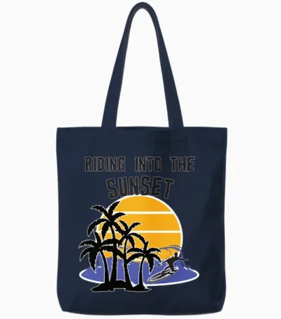 Riding into the Sunset Vacation Tote Bags - Navy