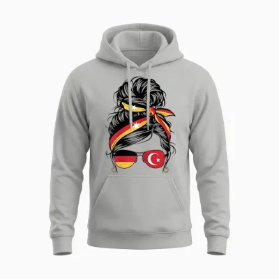 Türkiye Deutschland Flagge Türkisch Deutsch Mädchen Damen Unisex Hoodie - Ash