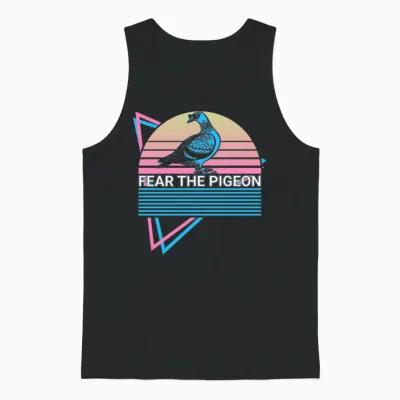 Fear the Pigeon Retro Unisex Tank Top - Black