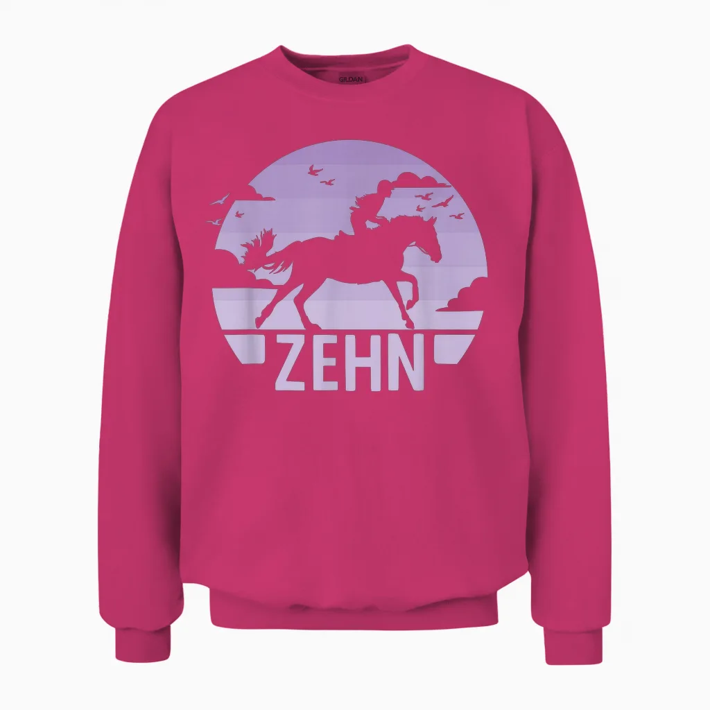 10. Geburtstag Reiterin 10 Jahre Mädchen Pferde Geburtstags Unisex Sweatshirt in Heliconia