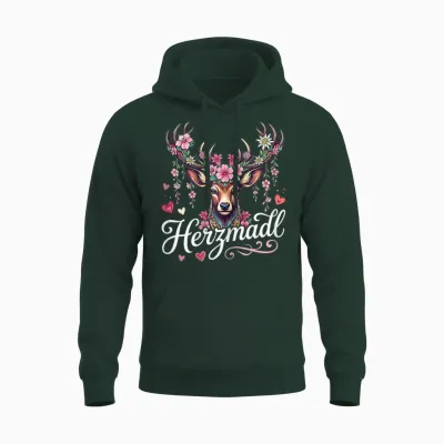 Passend Für Oktoberfest T-Shirt Damen Trachtenshirt Herzmadl Unisex Hoodie - Forest