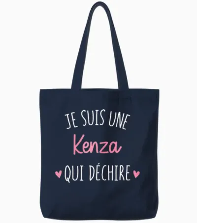 Cadeau Femme Personnalisé Prénom Kenza Qui Déchire Tote Bags - Navy