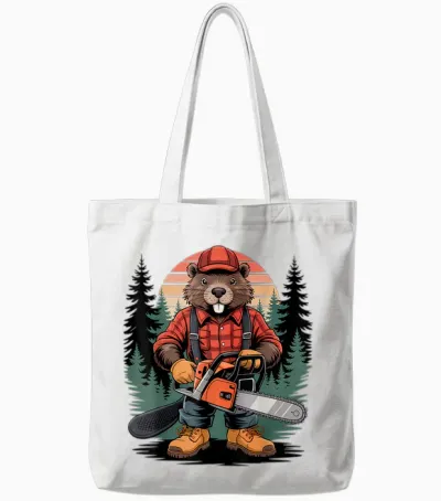 Castor Mignon Avec Tronçonneuse Enfants Garçons Filles Menuisier Tote Bags - White