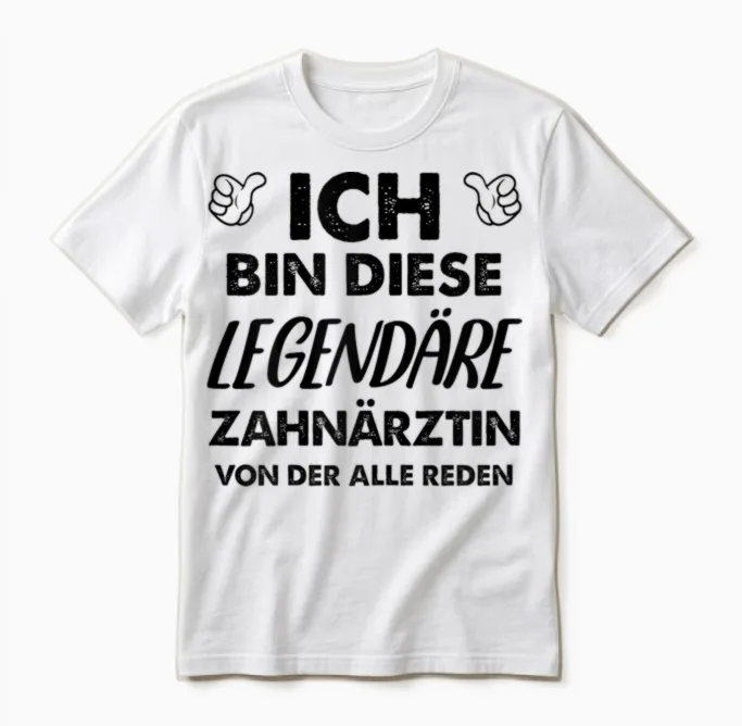 T-Shirt with German Text "ich Bin Diese Legendäre Zahnärztin" [ Unisex T-Shirt in White
