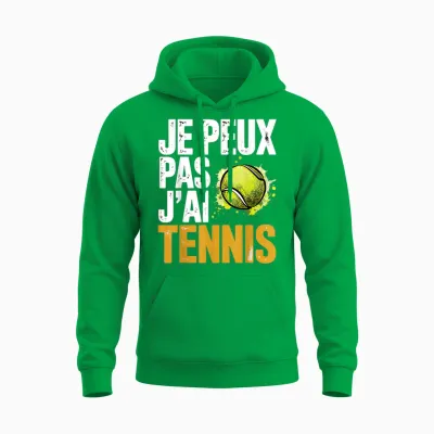 Graphic Original Je Peux Pas J'ai Tennis Unisex Hoodie - Irish Green