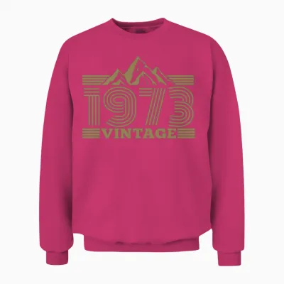 1973 Birthday Mountains Hiking Climbing Unisex Sweatshirt - Heliconia