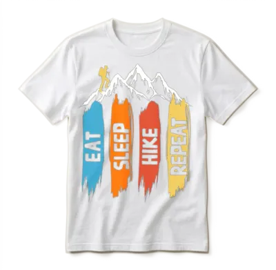 Eat Sleep Hike Repeat, Eat Sleep Hike Unisex T-Shirt - White