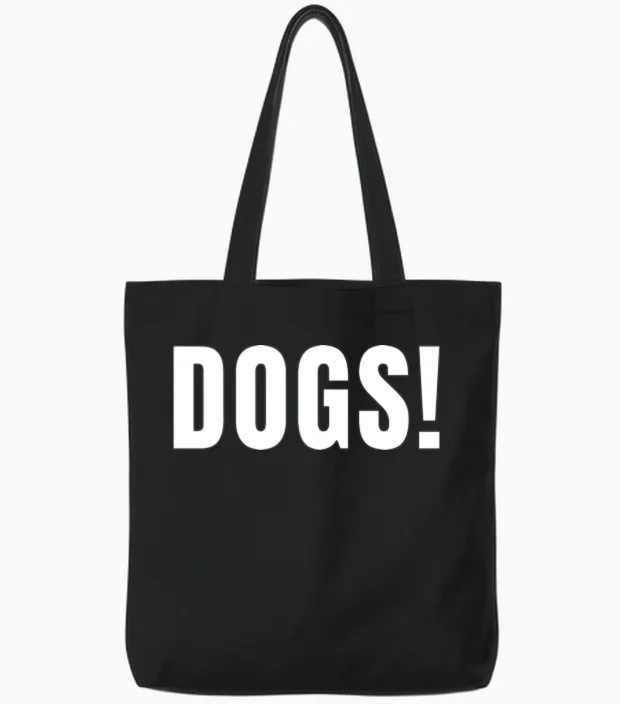 Dogs Dog Lovers Tote Bags in Black