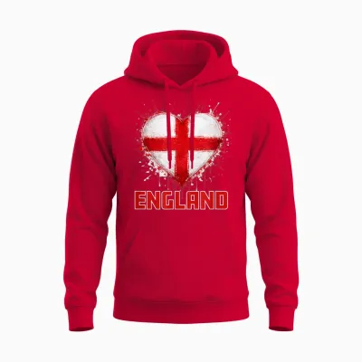 Fußball - England Herz Fan Wm 2026 Unisex Hoodie - Red