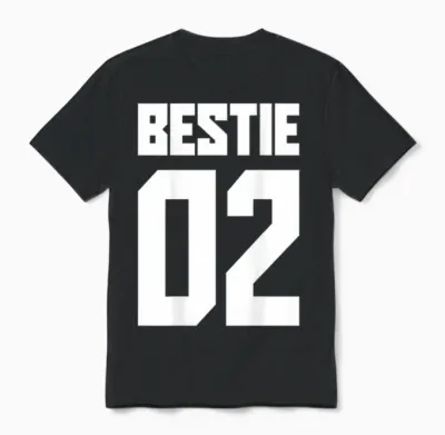Bestie 01 Bestie 02 Bestie Squad Matching Bff Friend Crew T-Shirt, Black, S Unisex T-Shirt - Black