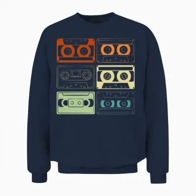 Retro Mixtape Cassettes Vintage Unisex Sweatshirt - Navy