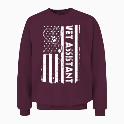 Usa Flag Veterinary Assistant Unisex Sweatshirt - Maroon