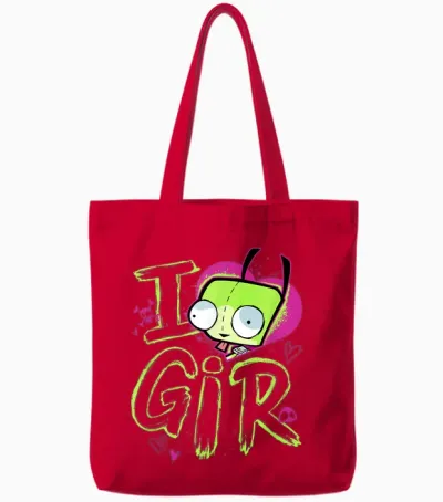 Invader Zim Valentine's Day I Love Gir T-Shirt Small Tote Bags - Red