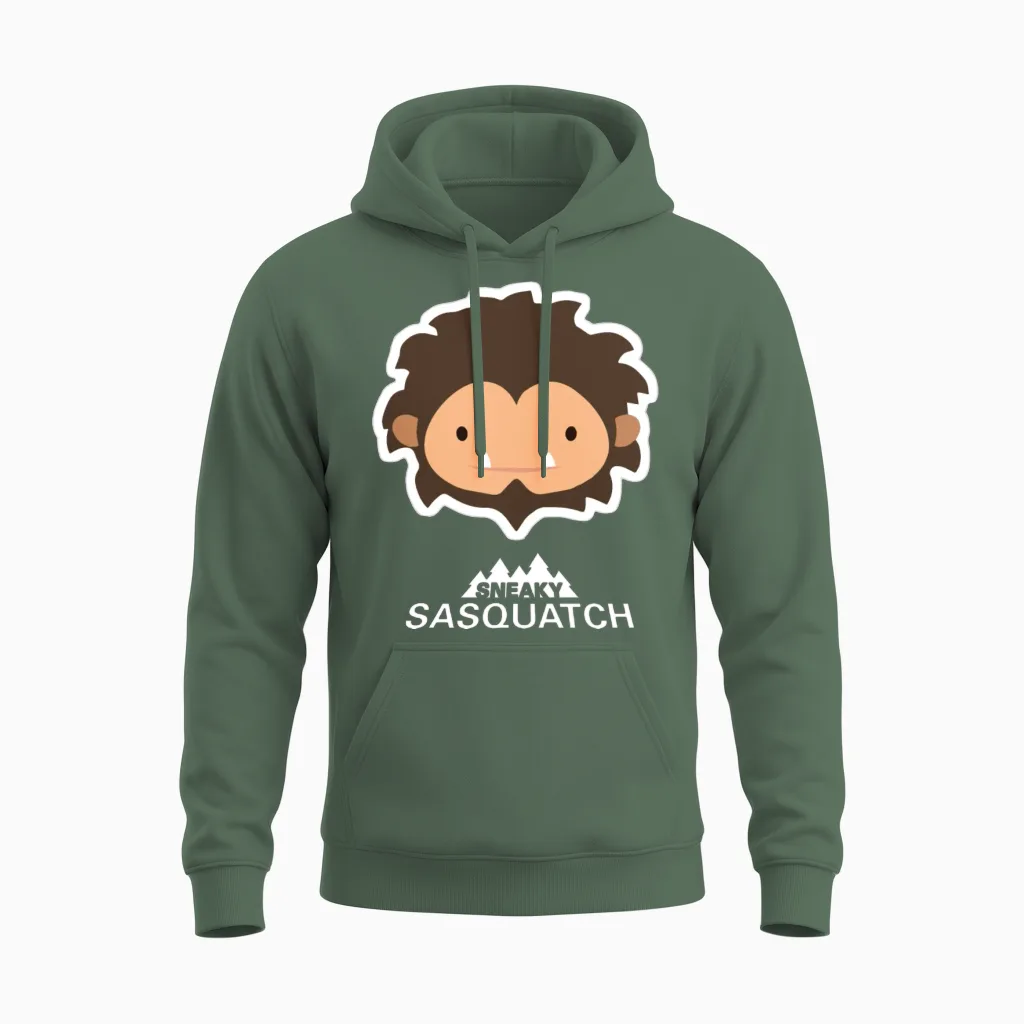 Sneaky Sasquatch Head Unisex Hoodie in Military Green