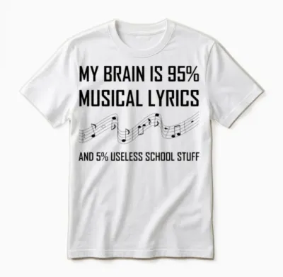 Brain Musical Lyrics Funny Unisex T-Shirt - White