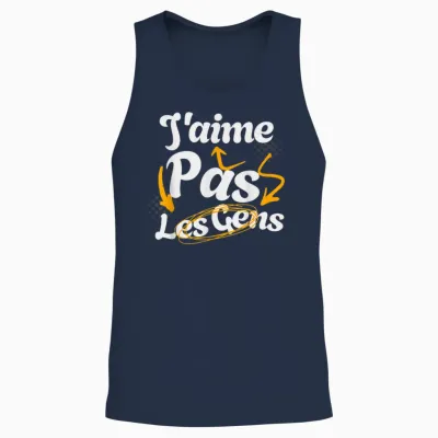 J'aime Pas Les Gens Humour Pour Râleur Grincheux T-Shirt, Black, S Unisex Tank Top - Navy