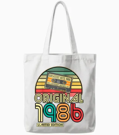 Legendary Since 1986 Birthday 1986 Retro Original 1986 Party T-Shirt, Black Tote Bags - White