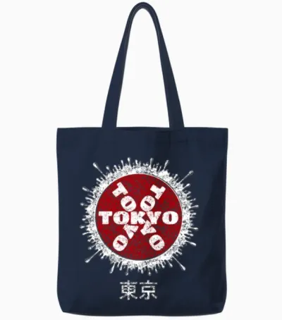 Tokyo Kanji Tote Bags - Navy