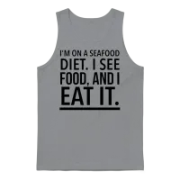 I'm on a Seafood Diet I See Food and I Eat It Unisex Tank Top - Sport Grey – 1