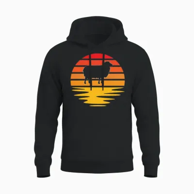 Sheep Retro Unisex Hoodie - Black