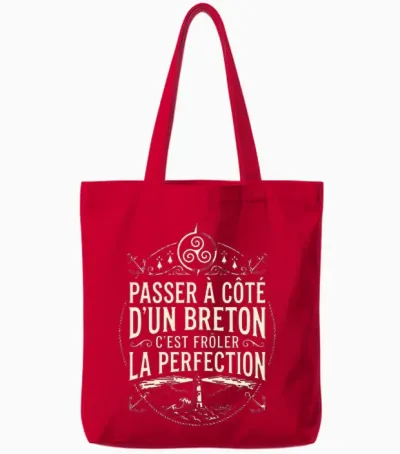 Homme Humour Bretagne Breton Parfait Perfection Bretonne T-Shirt Haut De Gamme Tote Bags - Red