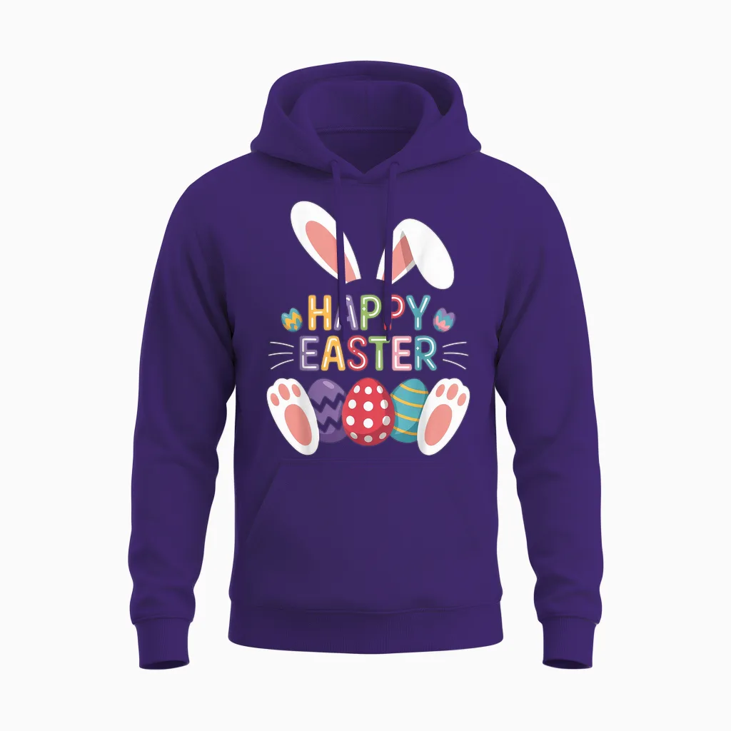 Chemises De Pâques Joyeuses Pour Filles Et Garçons, œufs De Lapin Amusants Unisex Hoodie in Purple