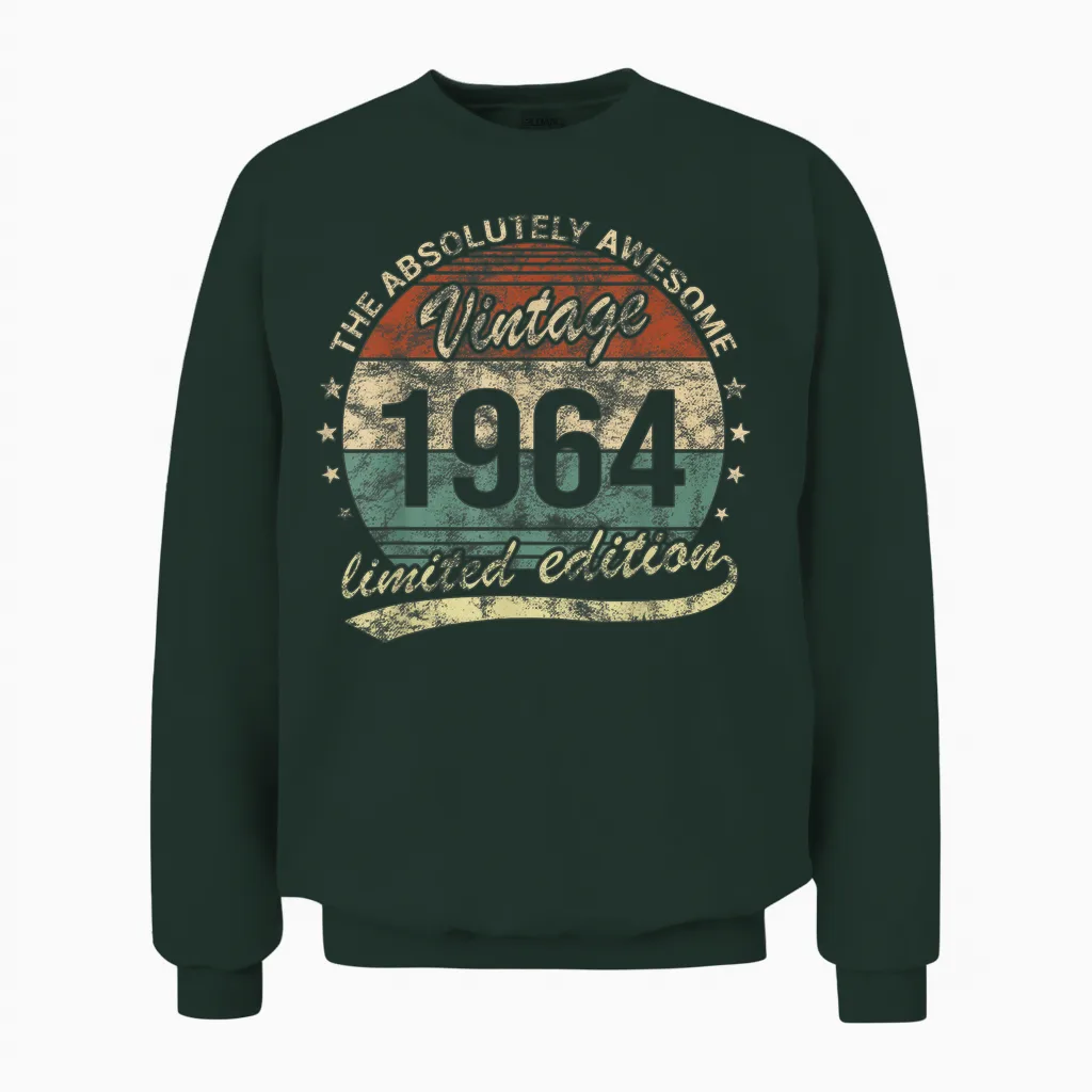 The Absolutely Awesome Vintage 1964 Mann Oder Frau Geburtstag Unisex Sweatshirt in Forest