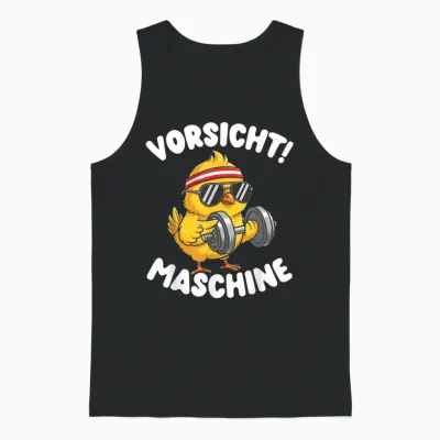Vorsicht Maschine Küken Bodybuilding Gym Fitness Unisex Tank Top - Black