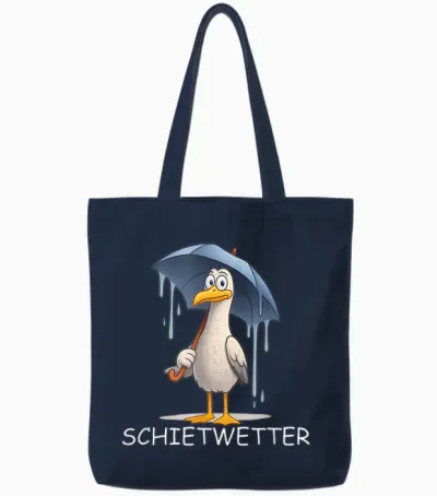 Schietwetter Spruch – Möwe Norden Küste Meer Strand Tote Bags - Navy