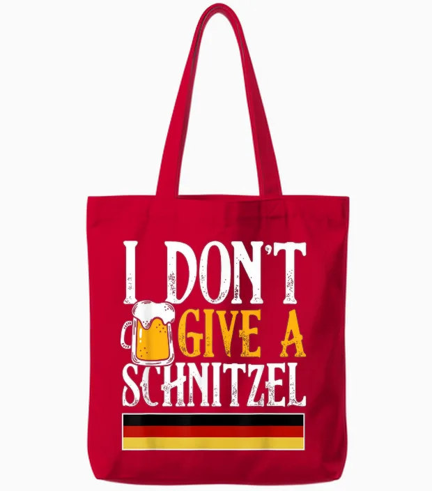 I Don't Give a Schnitzel German Beer Wurst Funny Oktoberfest Tote Bags in Red