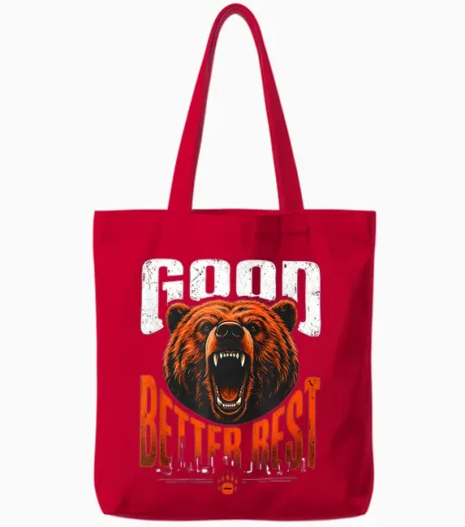 Funny Good Better Best Never Let It Rest Motivation Bear Tote Bags - Red