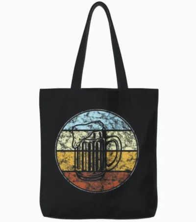 Beer Retro Tote Bags - Black