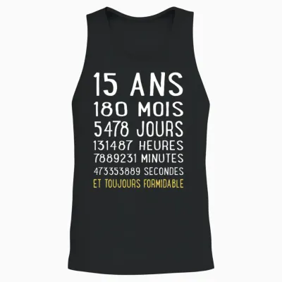 15 Ans Cadeau Garçon Fille Anniversaire Humour Amusant 15 T-Shirt Haut De Gamme Unisex Tank Top - Black