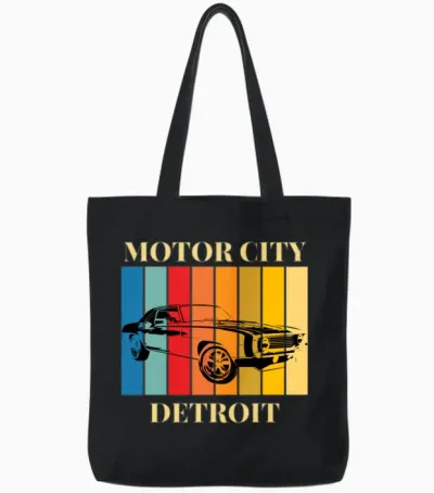 Motor City Retro Tote Bags - Black