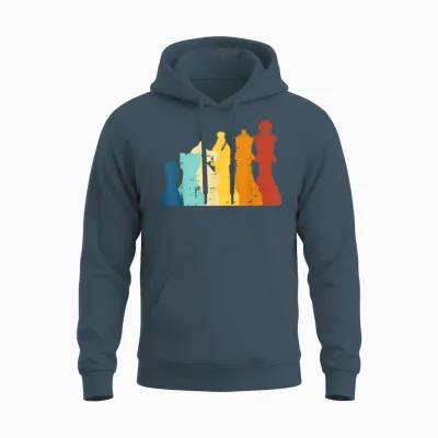 Retro Chess Pieces for Men Women Kids T-Shirt, Black, S Unisex Hoodie - Dark Heather