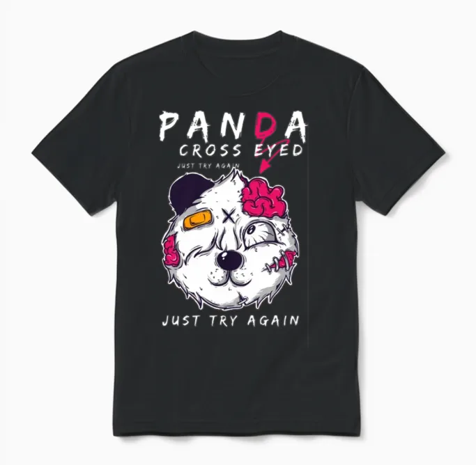 Panda for Black Unisex T-Shirt in Black