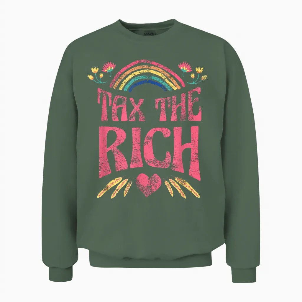 Tax the Rich! Fan Item Left Merch Heidi Reichinnek Unisex Sweatshirt in Military Green
