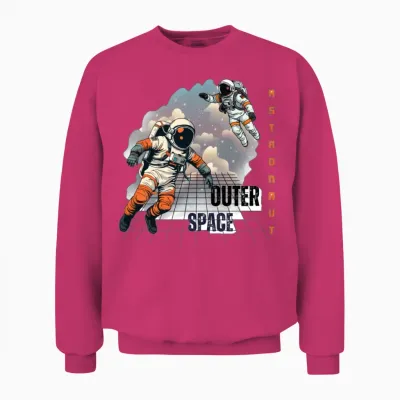 Astronauts Over Neon Space Grid Unisex Sweatshirt - Heliconia