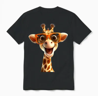 Giraffe with Sunglasses Africa Safari Wilderness Cute Giraffe T-Shirt, Black Unisex T-Shirt - Black