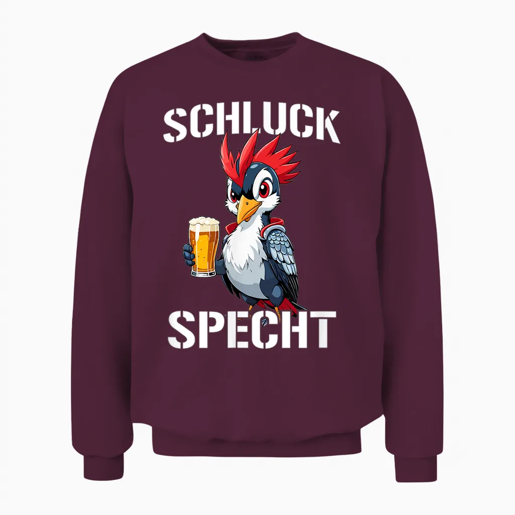 Specht Schluckspecht Papa Vatertag Bier Party Männertag Unisex Sweatshirt in Maroon