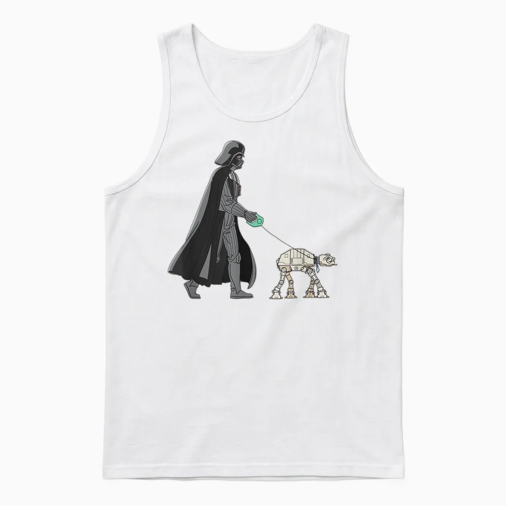 Star Wars Darth Vader the Dog Walker Meme Unisex Tank Top in White