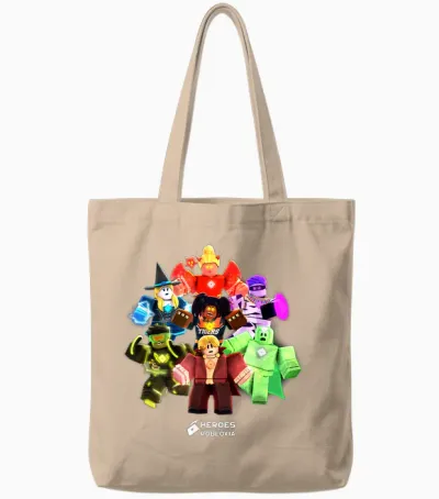 Roblox Halloween Heroes Black T-Shirt - Classic Fit, Crew Neck, Short Sleeve, Casual Tote Bags - Natural
