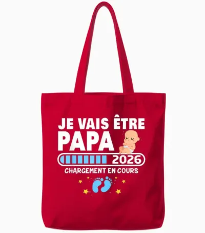 Je Vais être Papa 2026 T-Shirt Man Future Papa 2026 Tote Bags - Red