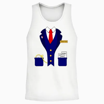Costume Conducteur Train Locomotive Chemin De Fer Miniature T-Shirt Haut De Gamme Unisex Tank Top - White