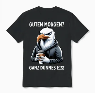 Guten Morgen Ganz Dünnes Eis Lustiger Möwe Spruch Sarkasmus Unisex T-Shirt - Black